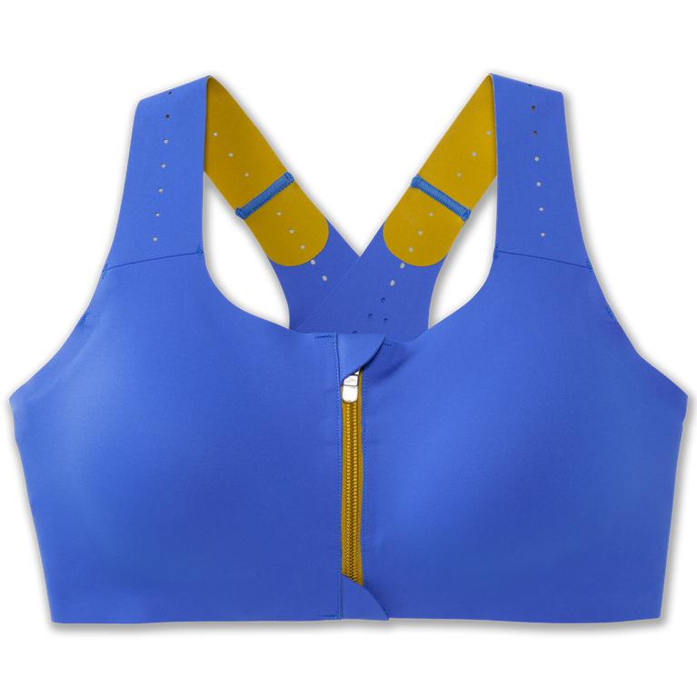 Brooks Dare Zip 2.0 Sports Women's Running Bra - Bluetiful/Golden Hour (09675-REHU)